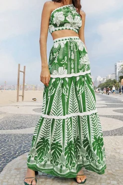 FARM Rio Off-White Macaw Elegance Maxi Skirt New
