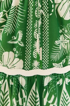 FARM Rio Off-White Macaw Elegance Maxi Skirt New