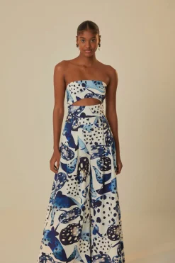FARM Rio Off-White Mantas Strapless Maxi Jumpsuit New