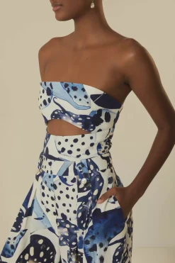 FARM Rio Off-White Mantas Strapless Maxi Jumpsuit New