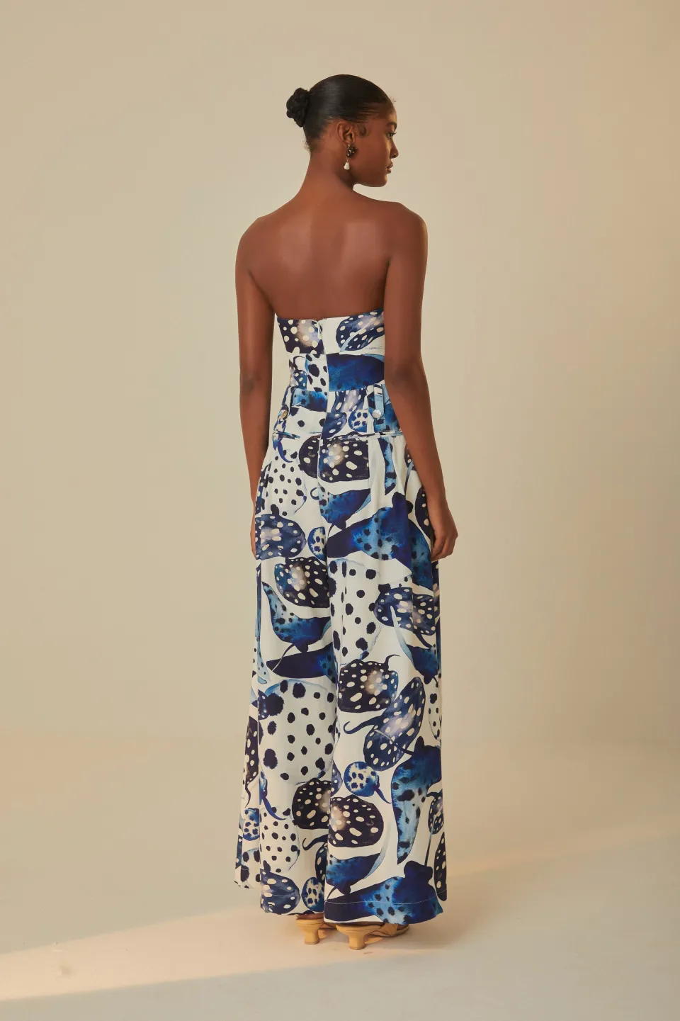 FARM Rio Off-White Mantas Strapless Maxi Jumpsuit New