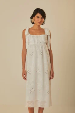 FARM Rio Off-White Midi Dress