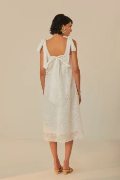 FARM Rio Off-White Midi Dress