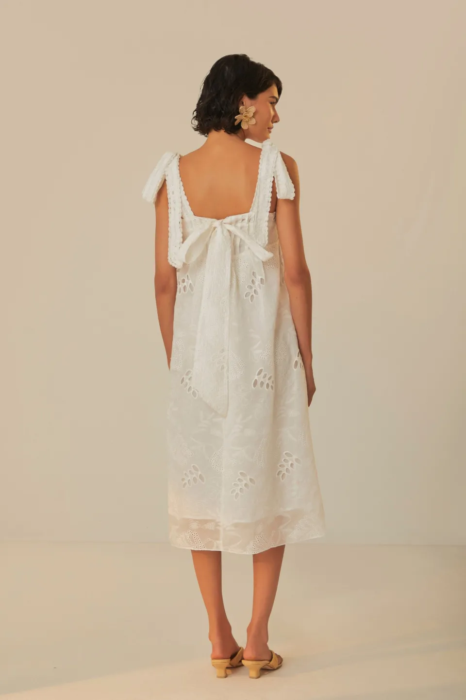 FARM Rio Off-White Midi Dress