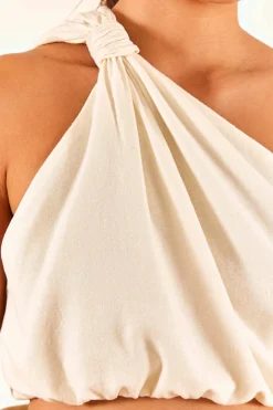 FARM Rio Off-White One-Shoulder Knot Top Best