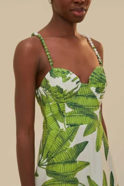 FARM Rio Off-White Palm Fan Midi Dress Online
