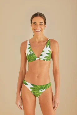 FARM Rio Off-White Palm Fan Triangle Bikini Top Online