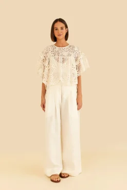 FARM Rio Off-White Palm Tree Richilier Blouse Outlet