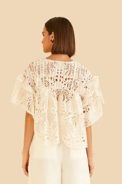 FARM Rio Off-White Palm Tree Richilier Blouse Outlet