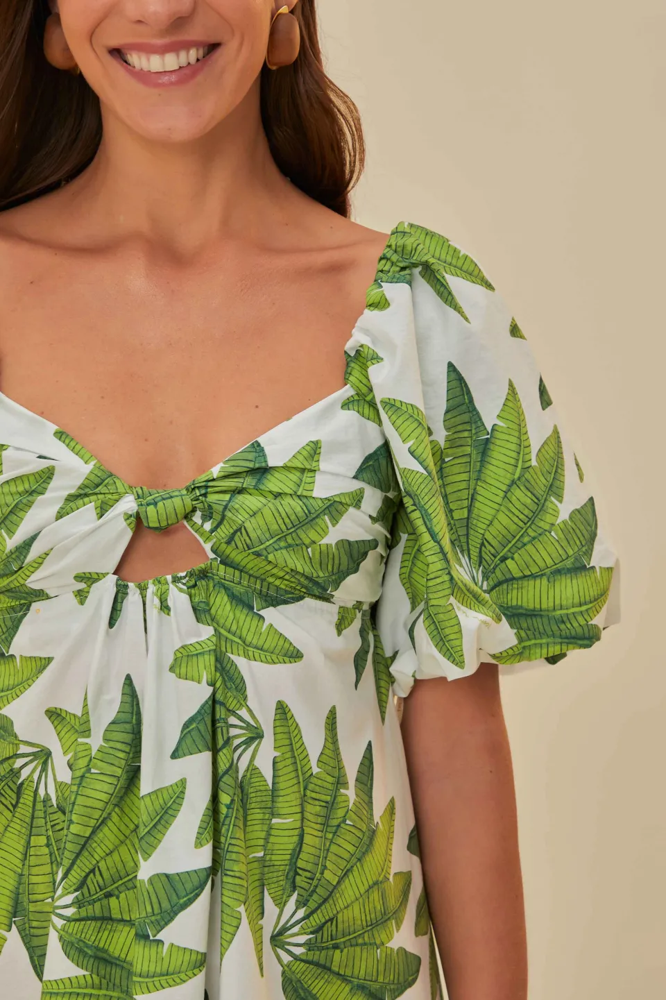 FARM Rio Off-White Palms Fan Mini Dress Sale
