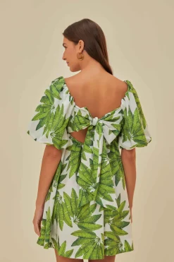 FARM Rio Off-White Palms Fan Mini Dress Sale