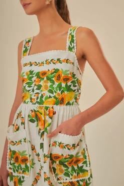 FARM Rio Off-White Papaya Salad Scarf LENZING™ ECOVERO™ Euroflax™ Maxi Dress Hot