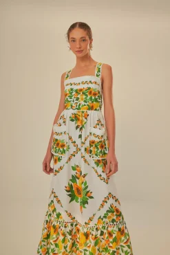 FARM Rio Off-White Papaya Salad Scarf LENZING™ ECOVERO™ Euroflax™ Maxi Dress Hot