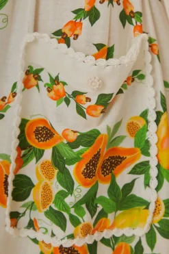 FARM Rio Off-White Papaya Salad Scarf LENZING™ ECOVERO™ Euroflax™ Maxi Dress Hot