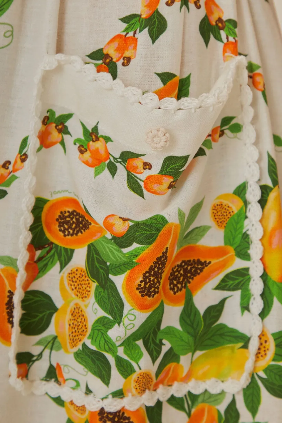 FARM Rio Off-White Papaya Salad Scarf LENZING™ ECOVERO™ Euroflax™ Maxi Dress Hot