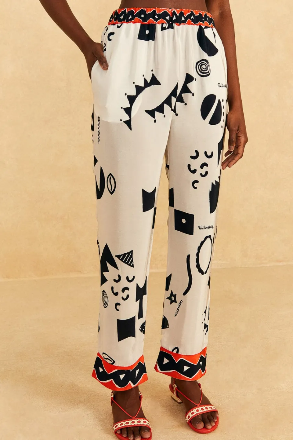 FARM Rio Off-White Pitta Soul Pants