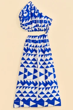 FARM Rio Off-White Pitta Tiles One-Shoulder Maxi Dress Clearance