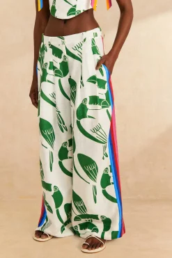 FARM Rio Off-White Rainbow Toucans Pants