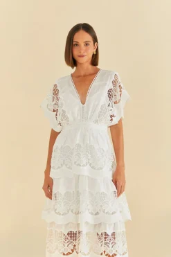 FARM Rio Off-White Richelieu Midi Dress Discount