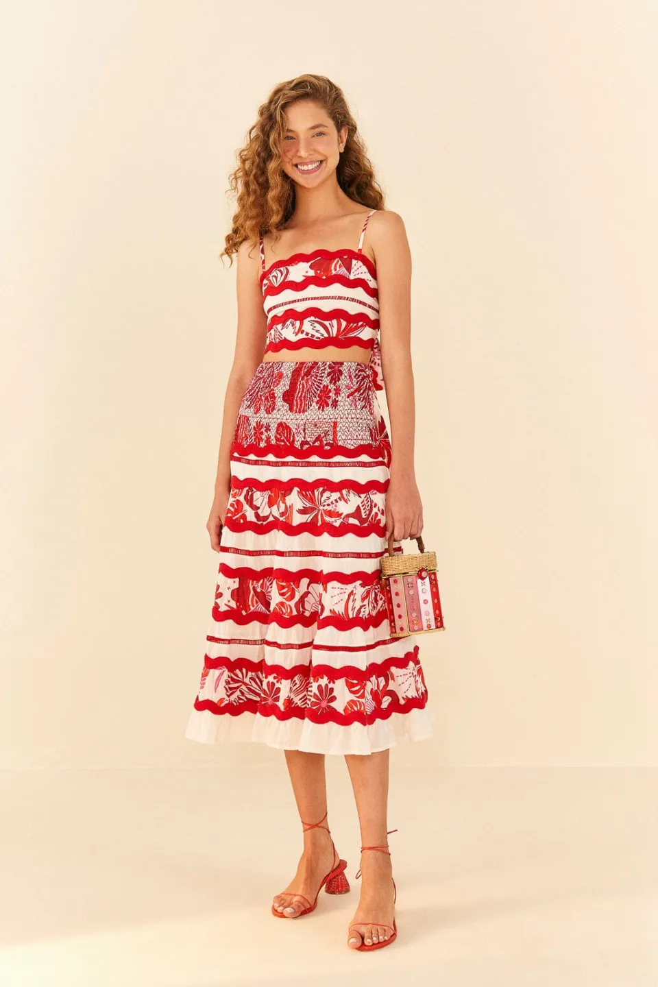 FARM Rio Off-White Rio Tiles Crop Top