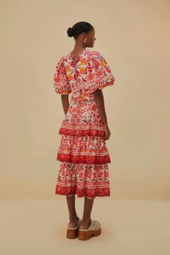 FARM Rio Off-White Romantic Orchard Short Sleeve Midi Dress Online