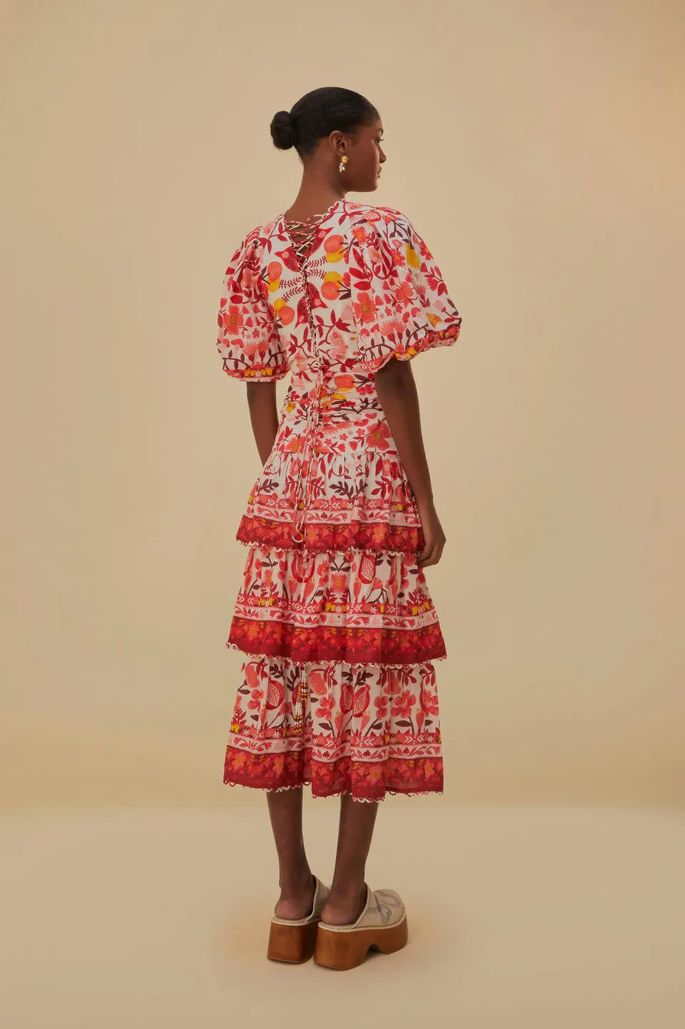 FARM Rio Off-White Romantic Orchard Short Sleeve Midi Dress Online