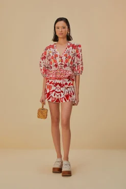 FARM Rio Off-White Romantic Orchard Crop Blouse Sale