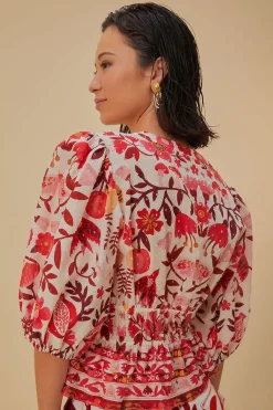 FARM Rio Off-White Romantic Orchard Crop Blouse Sale