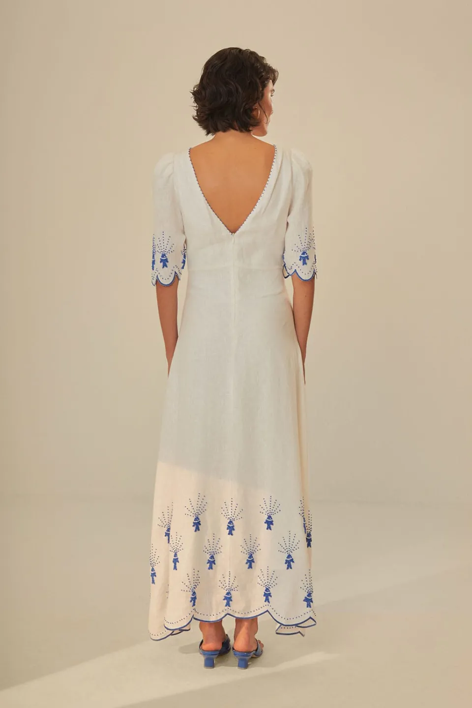 FARM Rio Off-White Sea Of Fish Embroidered Midi Dress Discount