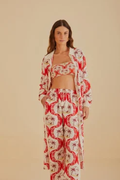 FARM Rio Off-White Summer Beach LENZING™ ECOVERO™ Euroflax™ Pants Hot