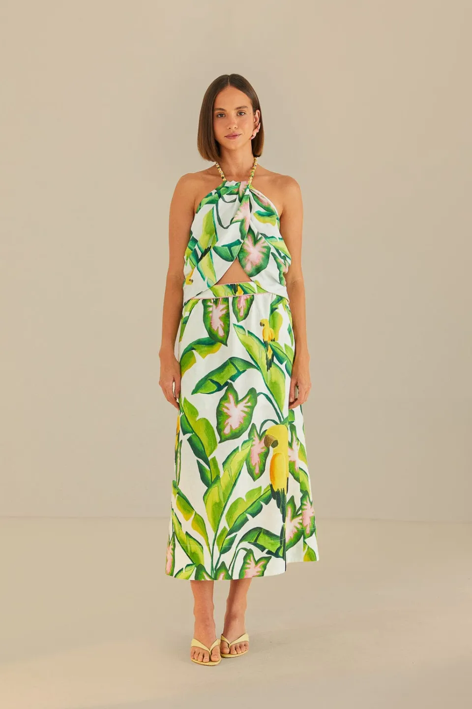 FARM Rio Off-White Summer Foliage Croped Top Online