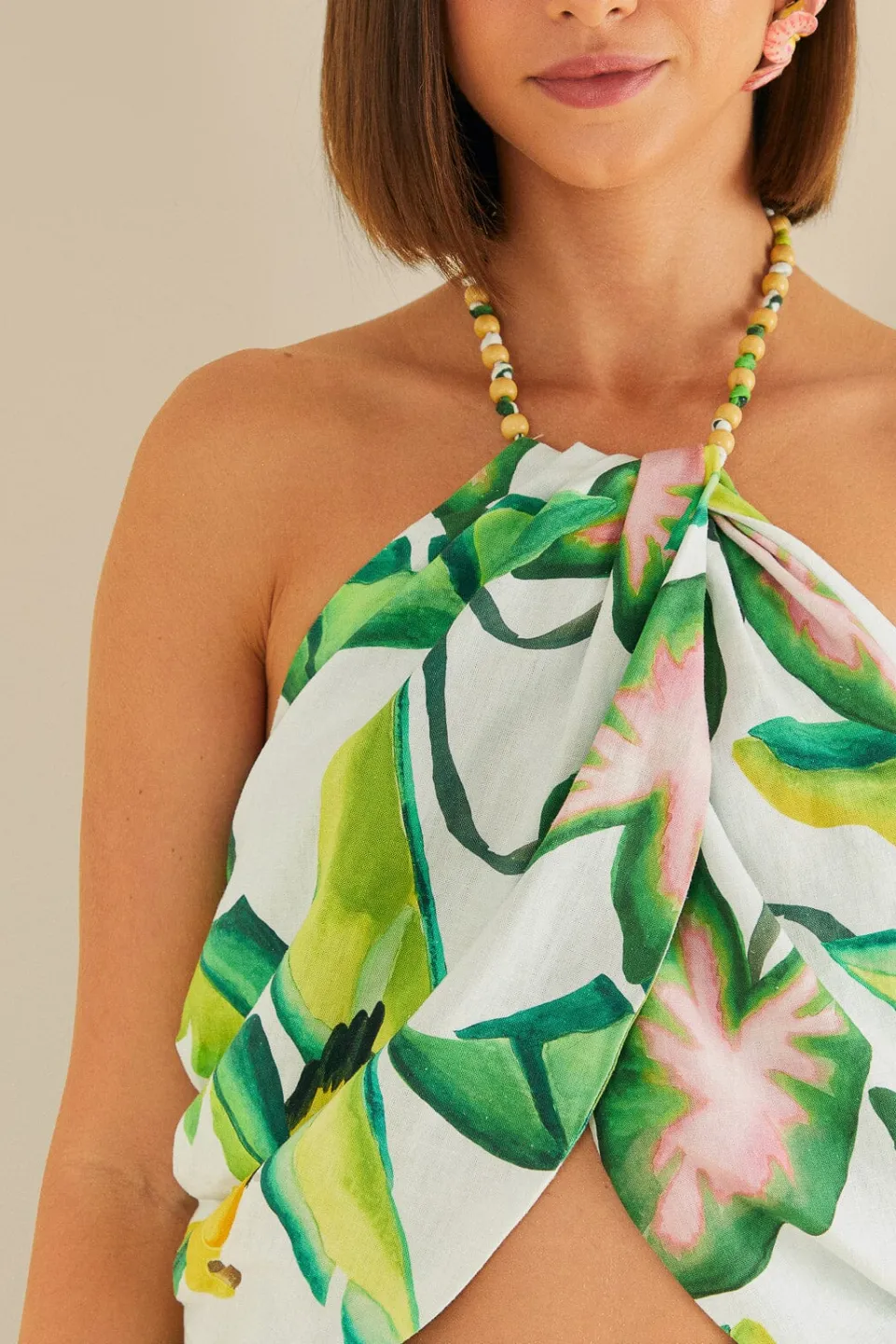FARM Rio Off-White Summer Foliage Croped Top Online