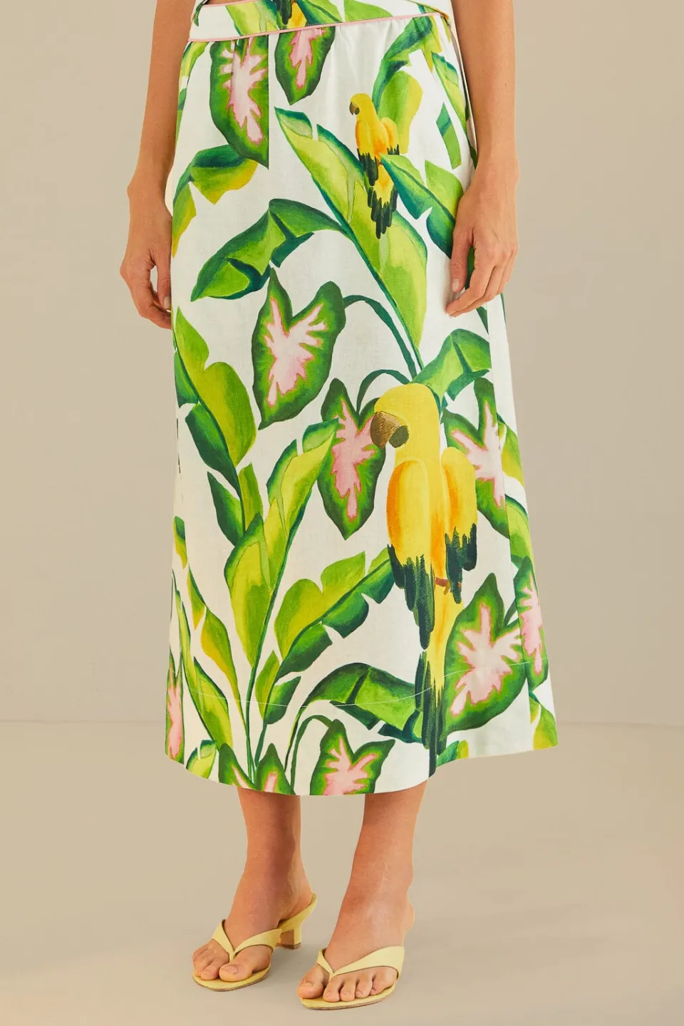 FARM Rio Off-White Summer Foliage Skirt Discount