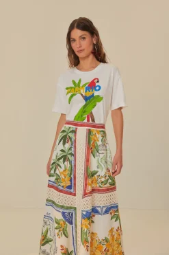 FARM Rio Off-White Tropical Destination LENZING™ ECOVERO™ Euroflax™ Midi Skirt Online