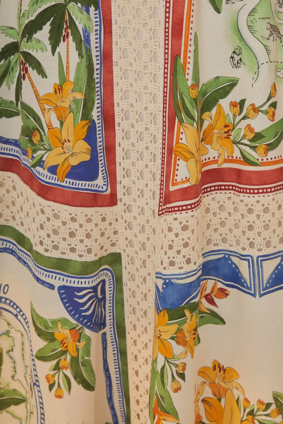 FARM Rio Off-White Tropical Destination LENZING™ ECOVERO™ Euroflax™ Midi Skirt Online