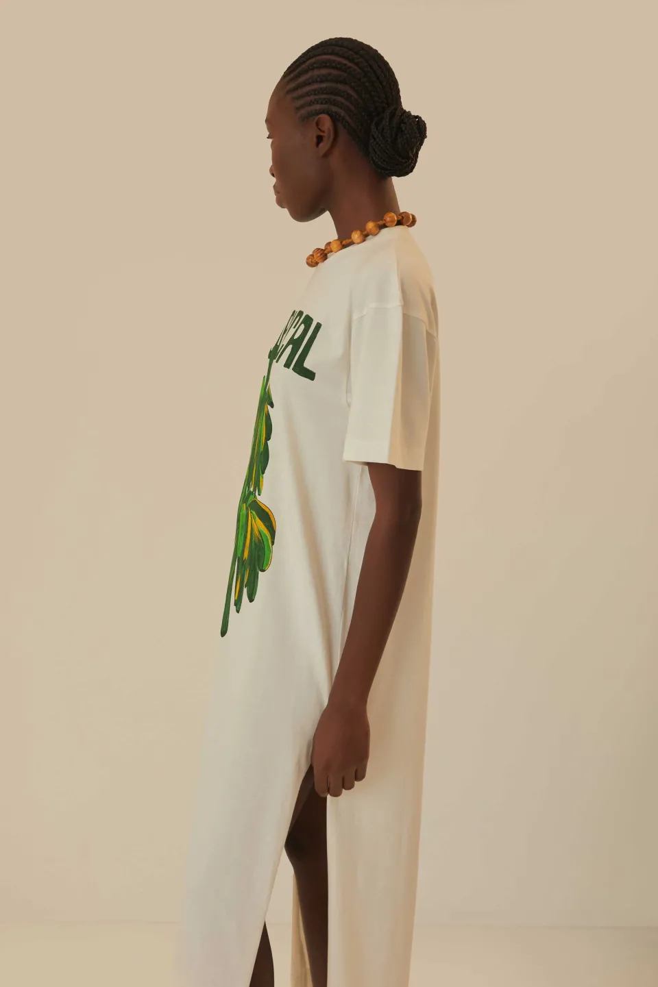 FARM Rio Off-White Tropical Organic Cotton T-Shirt Dress Discount