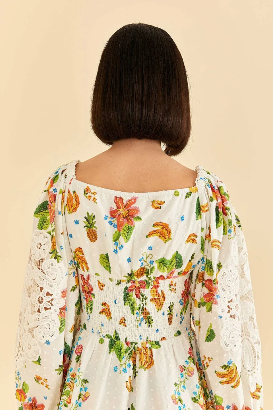 FARM Rio Off-White Tropical Romance Scarf Mini Dress