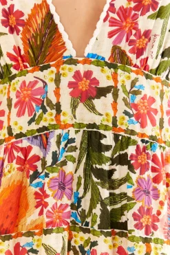 FARM Rio Off-White Tropical Yard Sleeveless Midi Dress