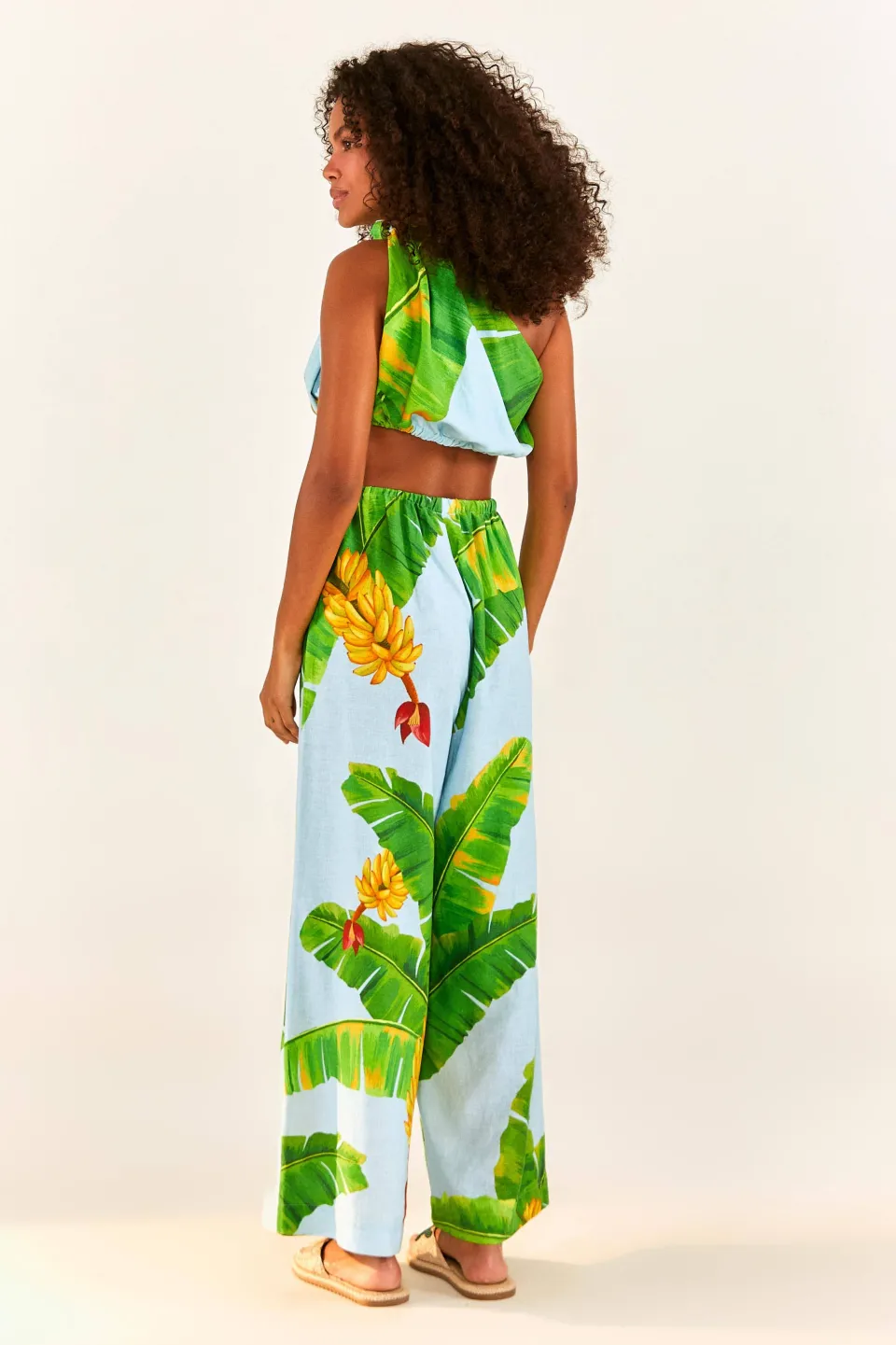 FARM Rio One Shoulder Top | Blue Fresh Bananas Print Online