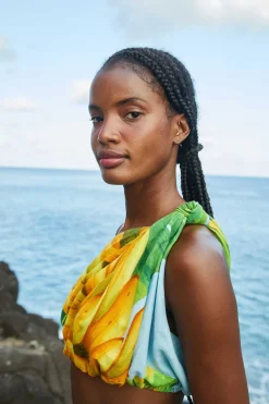 FARM Rio One Shoulder Top | Blue Fresh Bananas Print Online