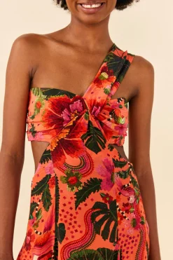 FARM Rio Orange Blooming Garden Maxi Dress Best