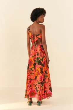 FARM Rio Orange Blooming Garden Maxi Dress Best