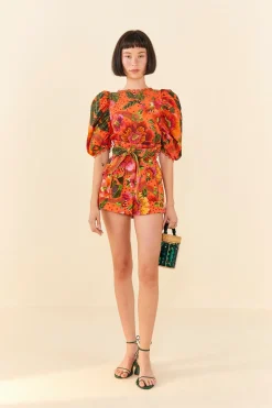 FARM Rio Orange Blooming Garden Shorts Discount