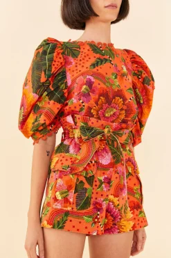 FARM Rio Orange Blooming Garden Shorts Discount