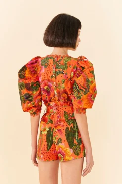 FARM Rio Orange Blooming Garden Shorts Discount