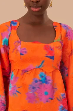 FARM Rio Orange Bouquet Ikat Brocade Mini Dress Sale