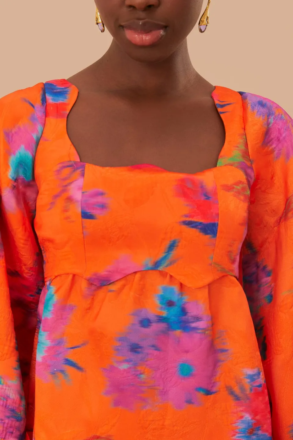 FARM Rio Orange Bouquet Ikat Brocade Mini Dress Sale