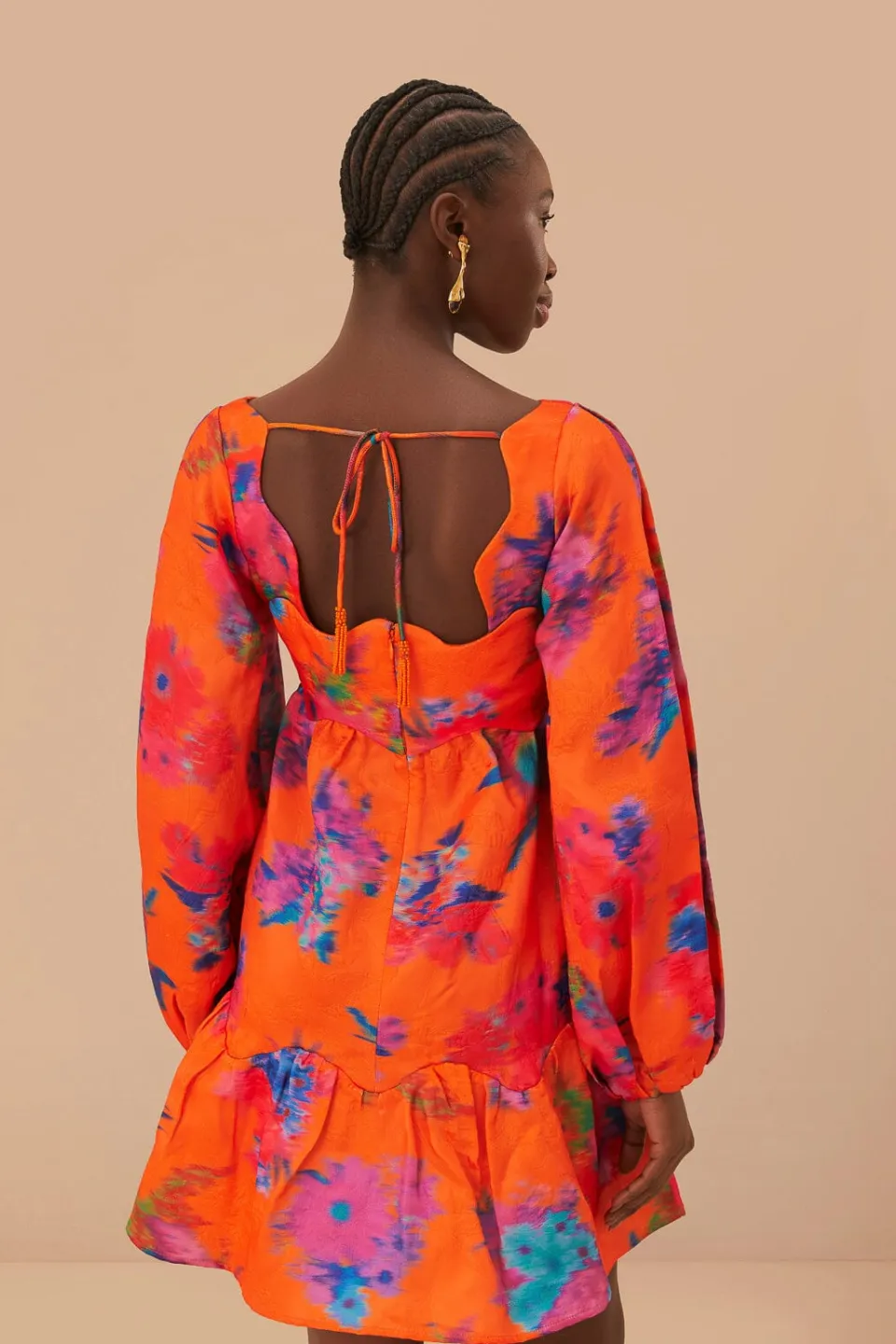 FARM Rio Orange Bouquet Ikat Brocade Mini Dress Sale