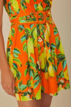 FARM Rio Orange Chic Pears Organic Cotton Mini Dress Best