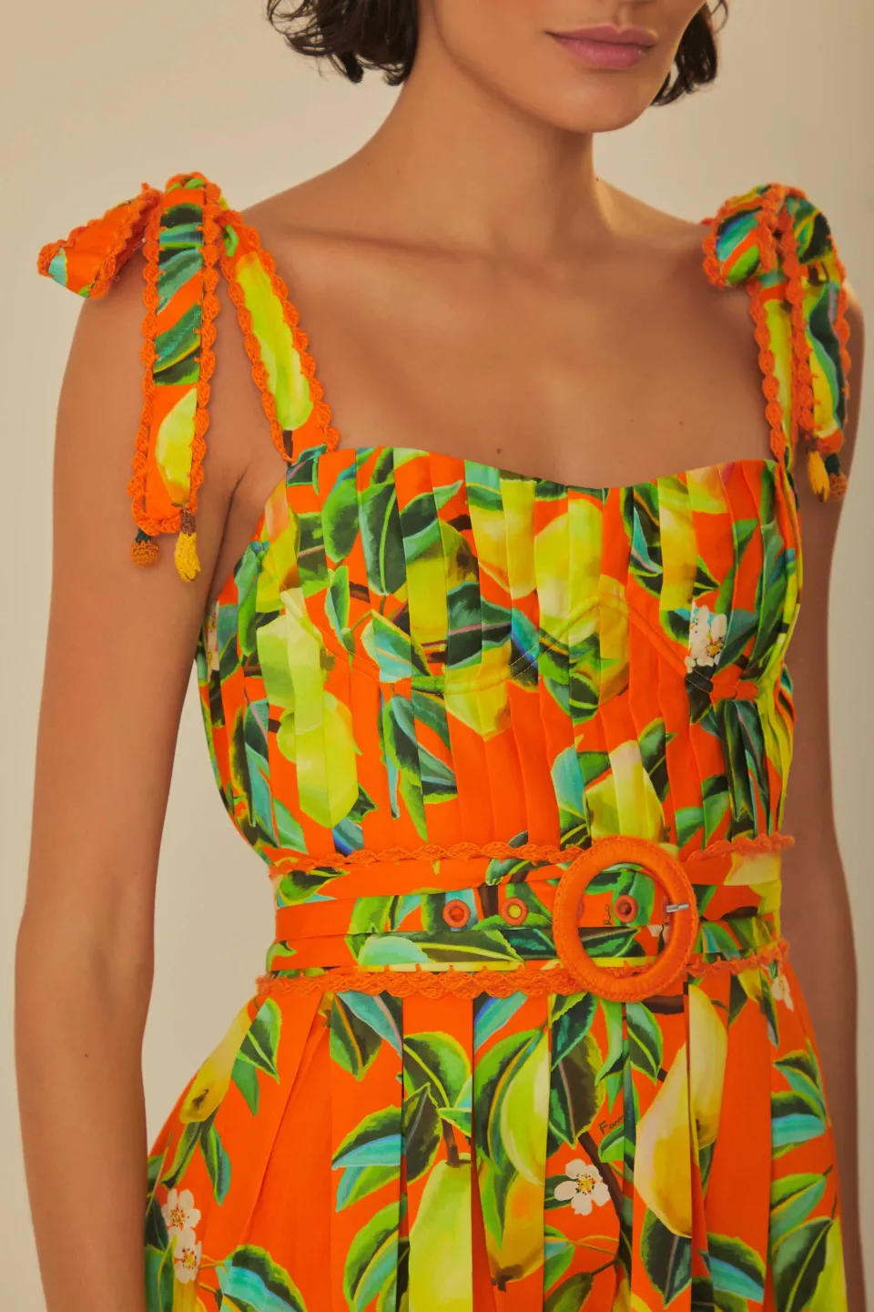 FARM Rio Orange Chic Pears Organic Cotton Mini Dress Best